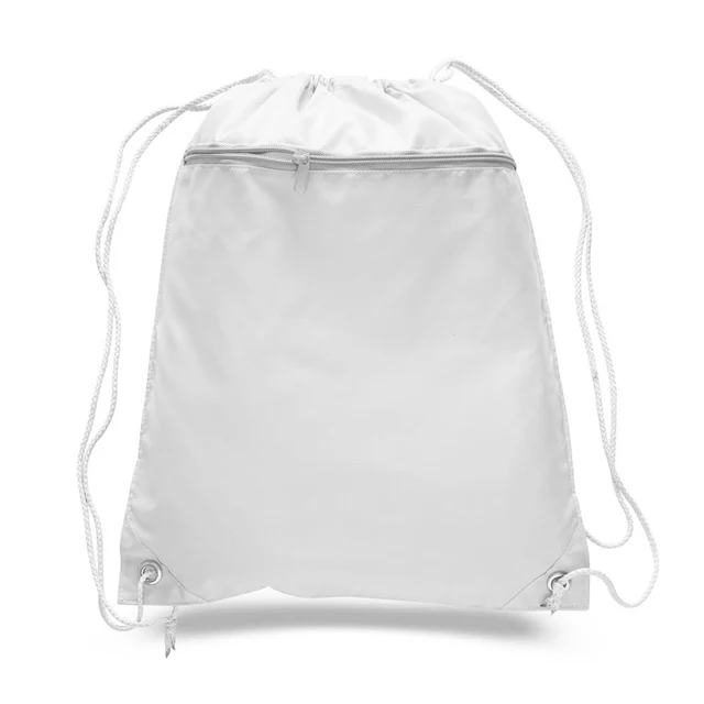 Polyester waarde Drawstring -tassen met pocket voor ritssluiting aan de voorkant